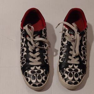 Coach Black and White Patterned Sneakers Size 7.5 M Coach Logo Style C7033 Preo